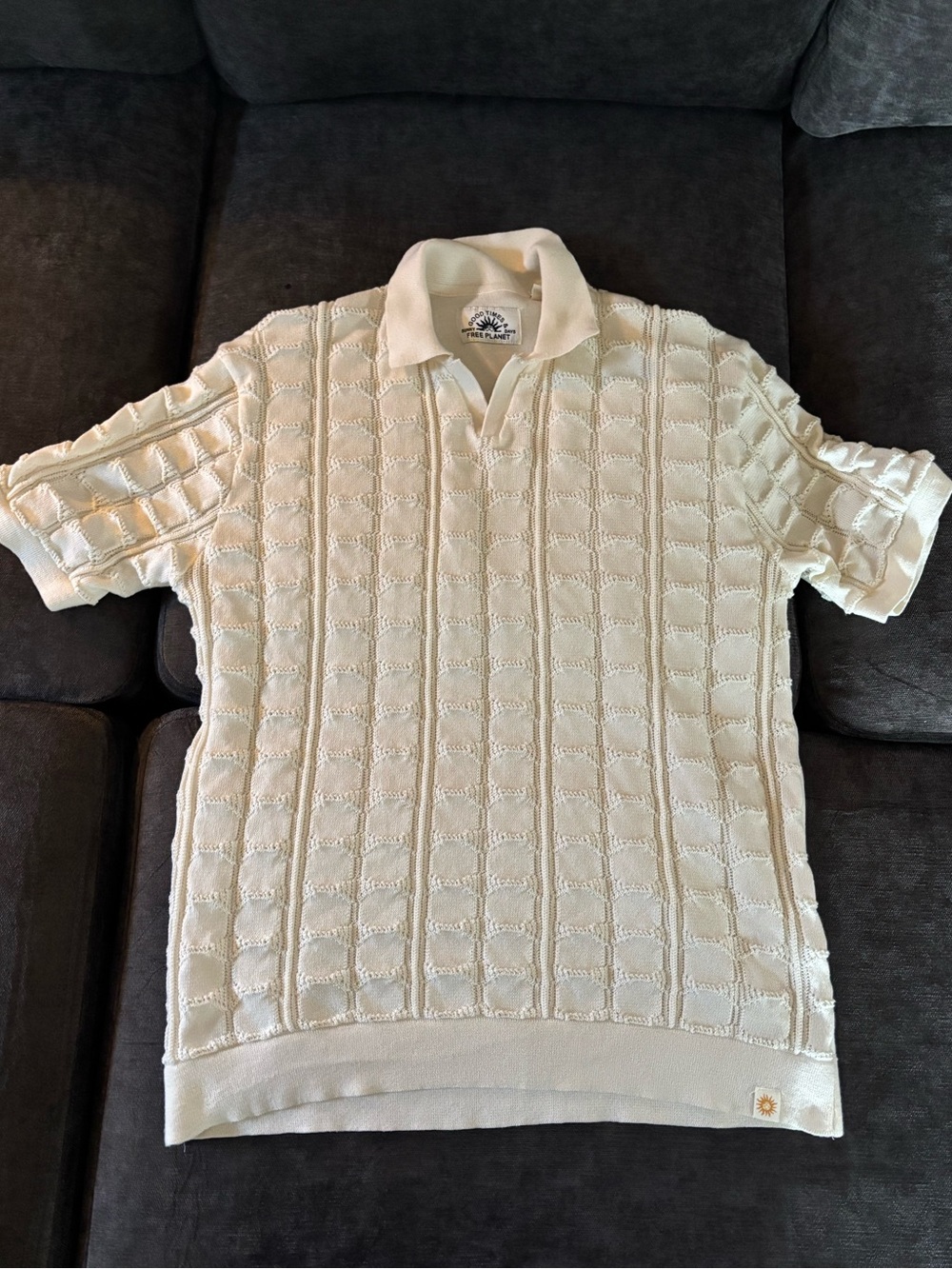 Free Planet Cream Knit Polo Shirt